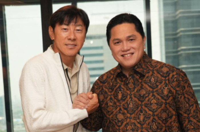 Shin Tae-yong dan Erick Thohir dalam sebuah kesempatan beberapa waktu lalu.