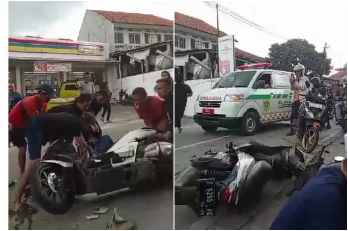 Dua sepeda motor tabrakan di Tamansari Kabupaten Bogor, Senin (6/1/2024) mengakibatkan pengendara luka-luka.