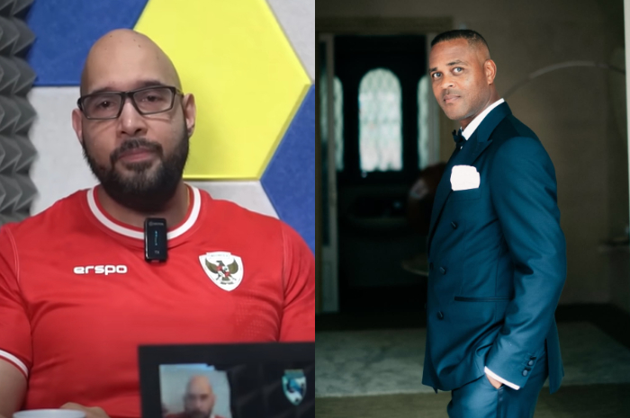 Calon pelatih Timnas Indonesia Patrick Kluivert dan komentator senior Bung Binder.