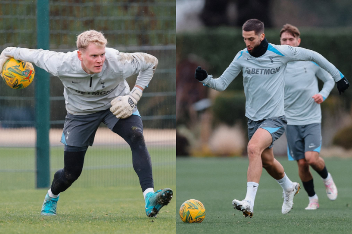 Para pemain Tottenham Hotspur saat berlatih sebelum hadapi Liverpool.