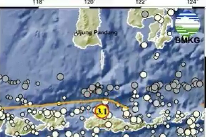 Kawasan Manggarai, NTT diguncang gempa dua kali dalam jeda waktu satu menit.