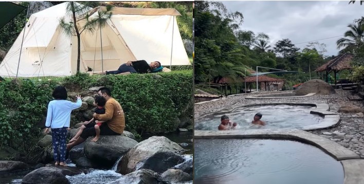 Camping murah di Lembah Cipanas Kelapa 3 yang berada di tepi sungai dan persawahan
