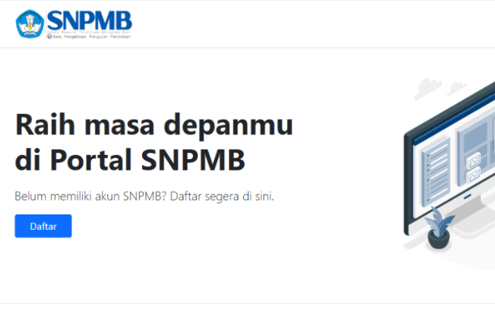 Tampilan laman SNPMB 2025.