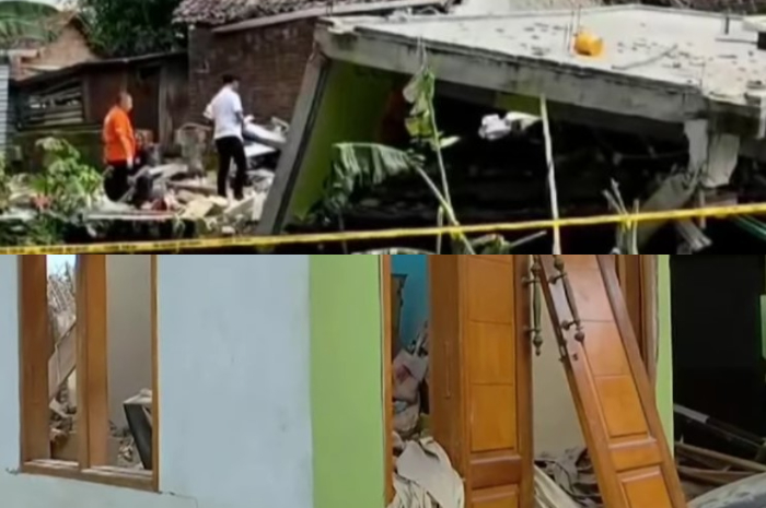 Pasca ledakan rumah polisi di Mojokerto.