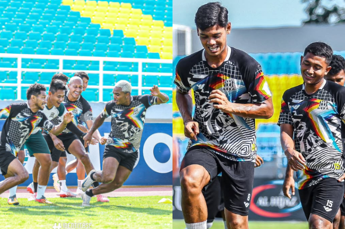 Para pemain Deltras FC ketika berlatih.