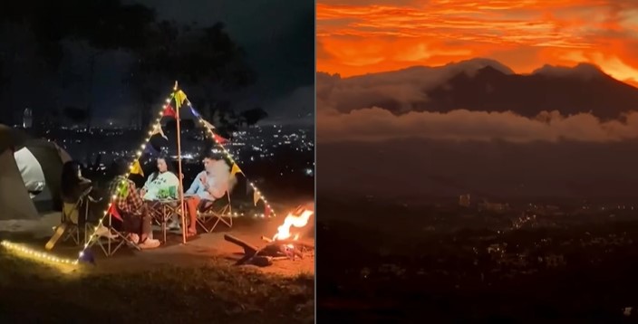 Nikmati view sunset dan city light menawan di camping Squid Camp Bogor