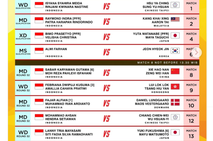 Jadwal Indonesia Master Selasa (21/1/2025).