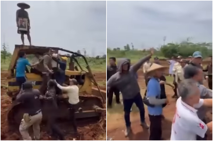 Bentrokan antara warga dengan pihak pengembang perumahan di Parung, Kabupaten Bogor.