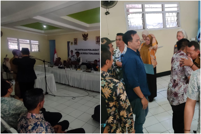 Suasana pelantikan pejabat Kades Tonjong, Kecamatan Tajurhalang, Kabupaten Bogor.