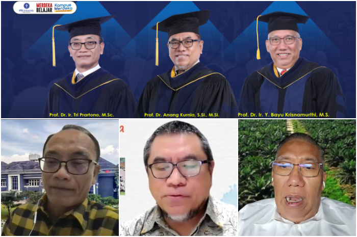Pra orasi ilmiah tiga guru besar IPB University.