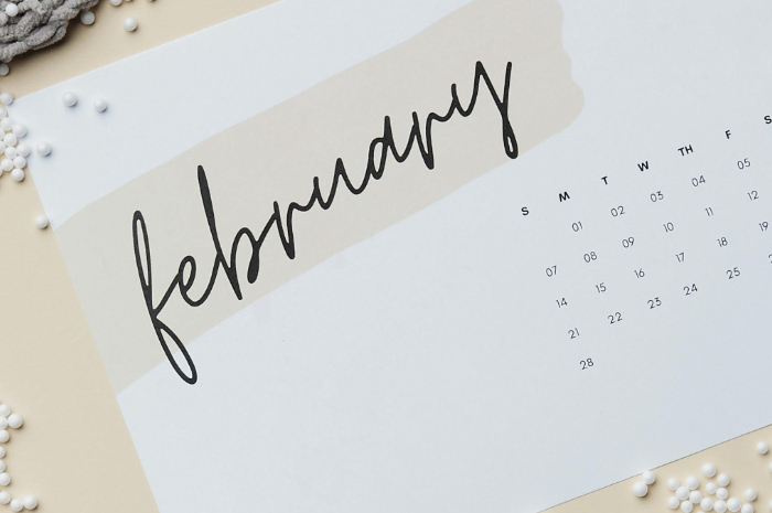 Ilustrasi kalender Februari.