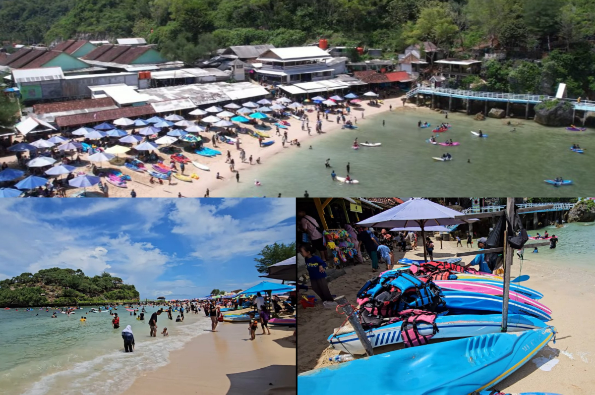 Suasana Pantai Drini di Yogyakarta.