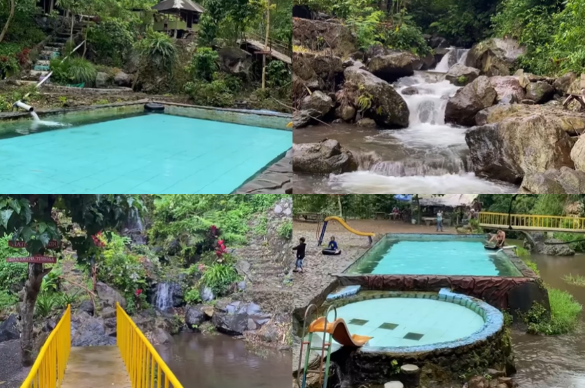 Suasana Wisata Sungai Ciharus Garut.
