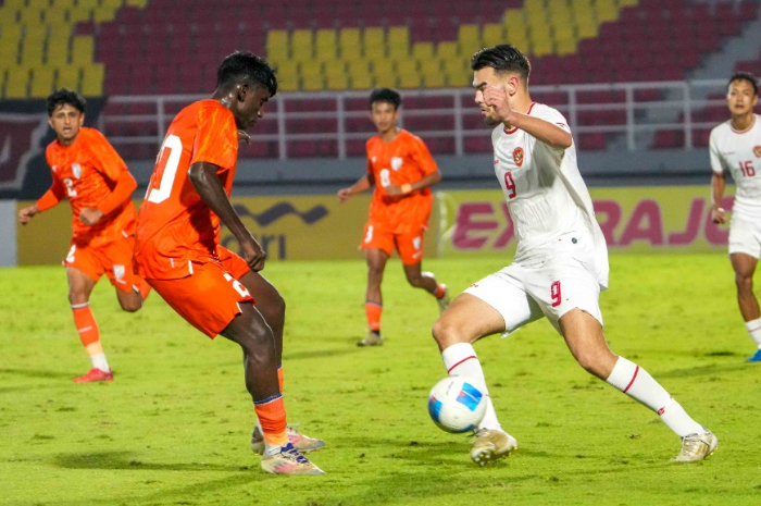 Aksi pemain Timnas Indonesia U-20 saat menhadapi India