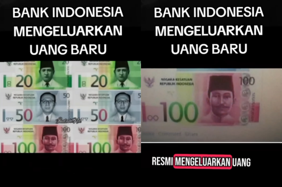 Beredar video uang rupiah baru di media sosial dengan nominal Rp1-Rp100.