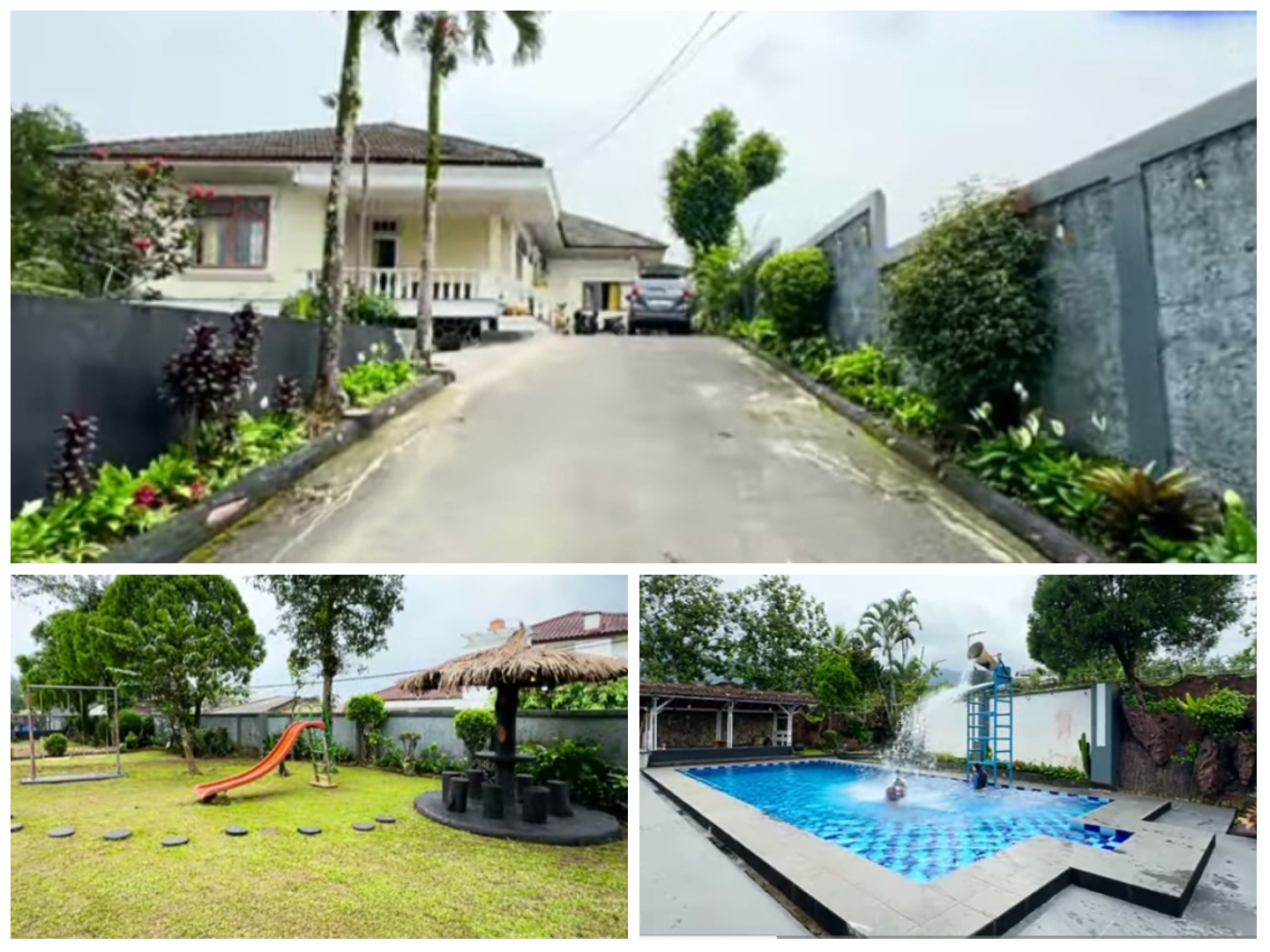 Suasana Villa 77 Romy 1 Cisarua Bogor dengan Private Pool Ember Tumpah.
