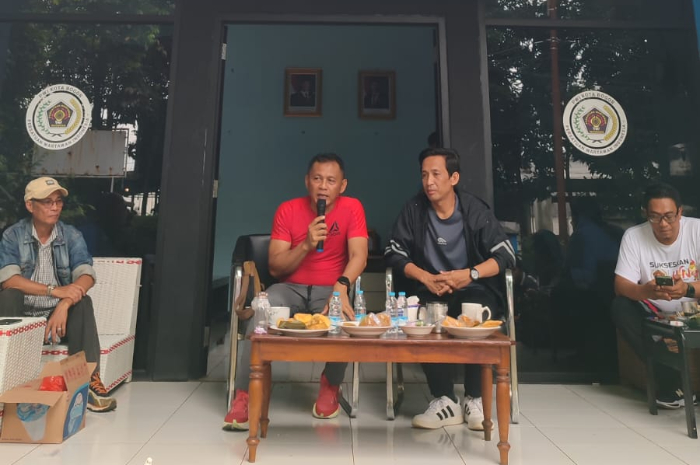 Pj Wali Kota Bogor, Hery Antasari saat berpamitan dengan PWI Kota Bogor.
