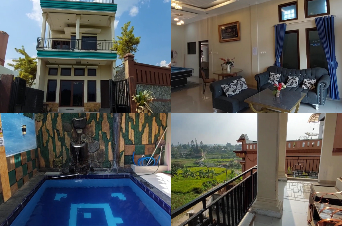 Villa Natasya, Puncak, Bogor, ideal untuk liburan keluarga atau teman dengan fasilitas lengkap dan pemandangan indah.