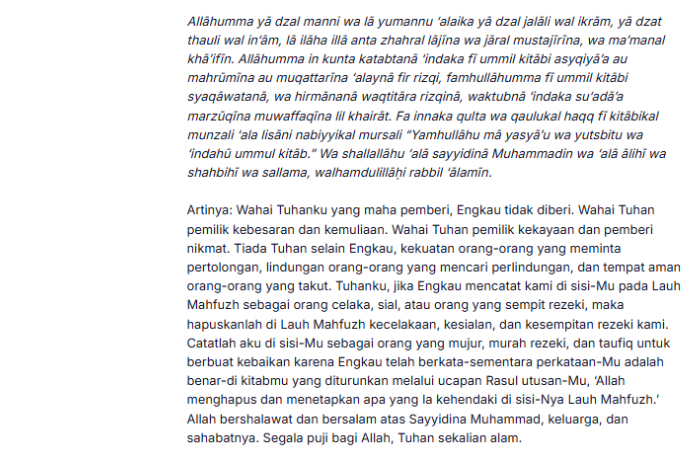 Arti doa Nisfu Syaban