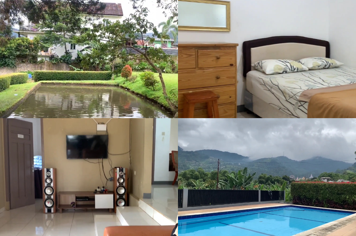 Pemandangan indah dan fasilitas lengkap di Villa Ade, Cisarua Puncak, cocok untuk acara keluarga dan kantor.