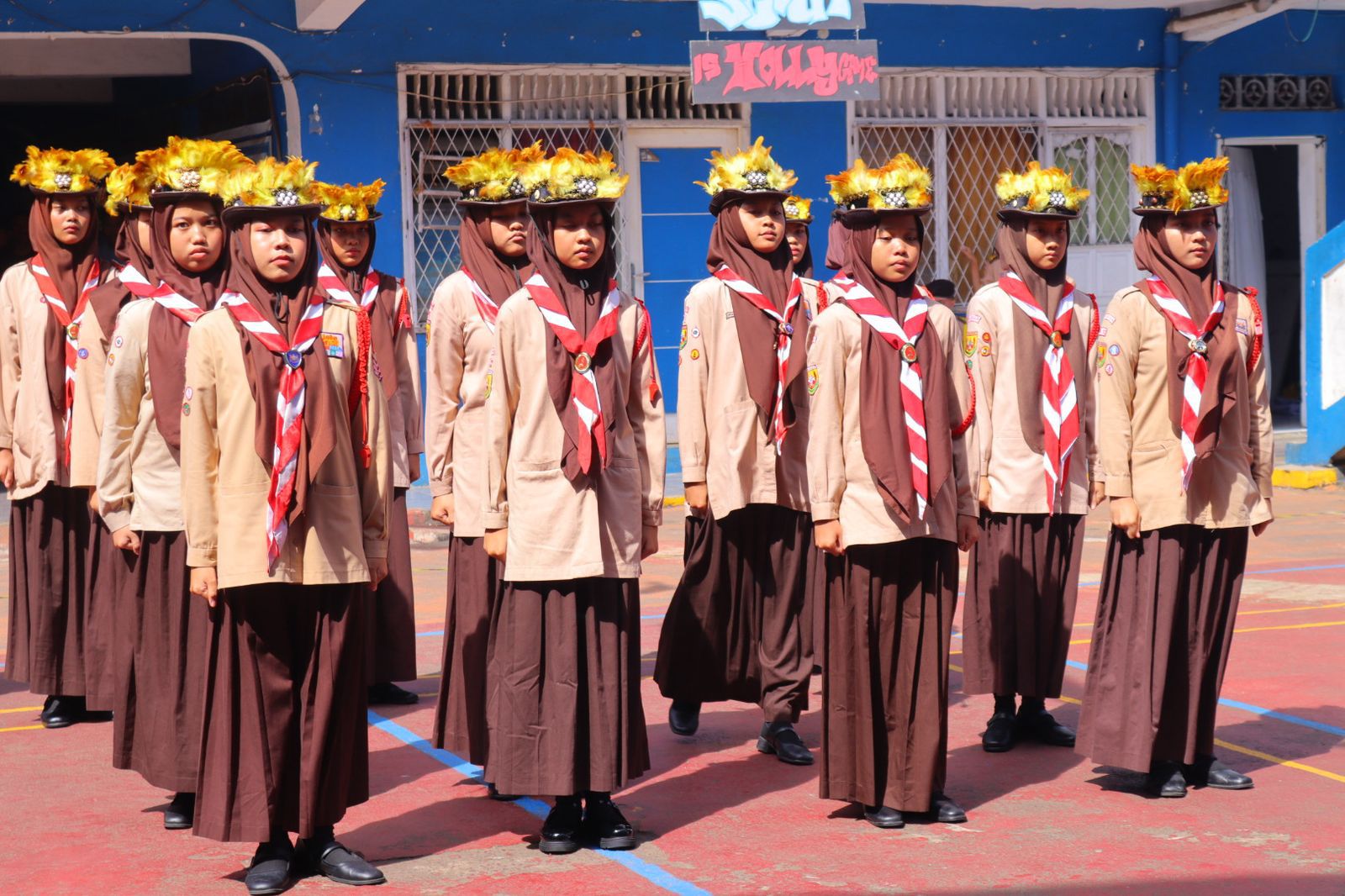 Sejumlah pelajar saat mengikuti lomba pramuka di event Dagrasi Daarul Uluum 1.