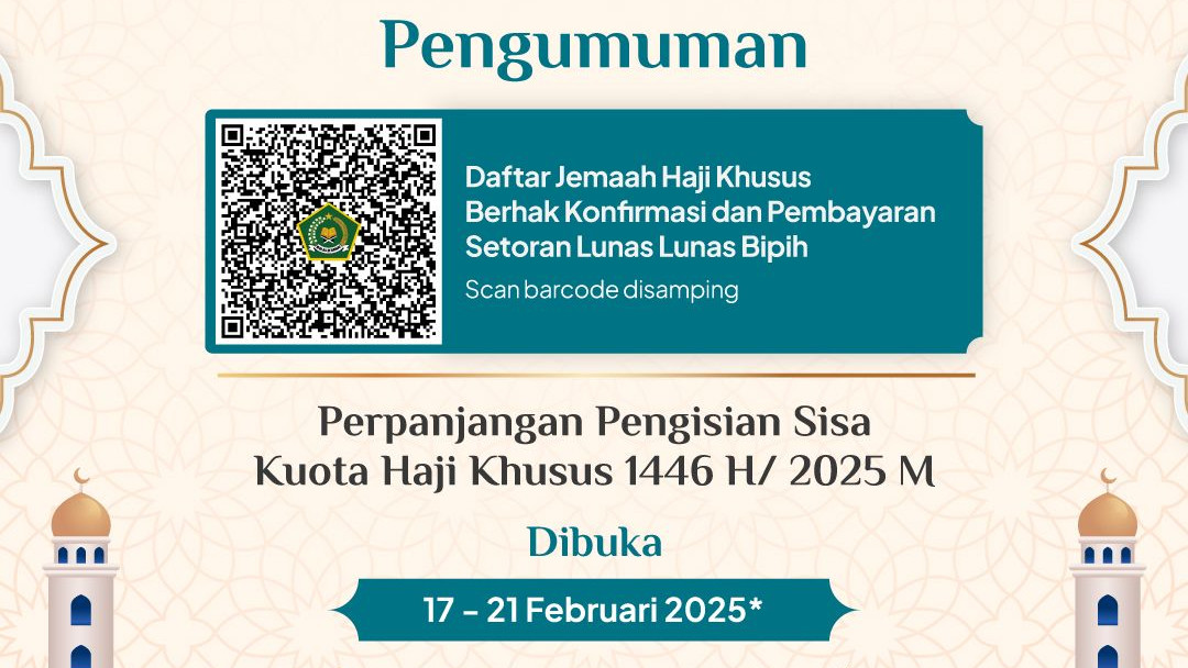 Perpanjangan pengisian sisa kuota Jemaah Haji Khusus 2025.