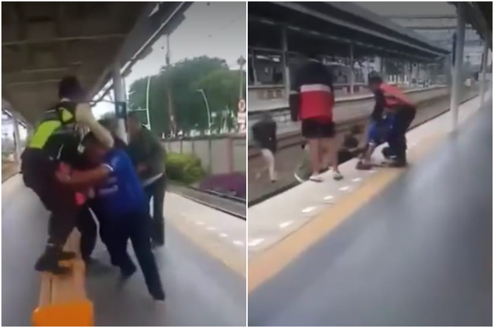 Viral bapak-bapak pakai jersey Persib dikejar sekelompok pemuda di Stasiun Jatinegara.