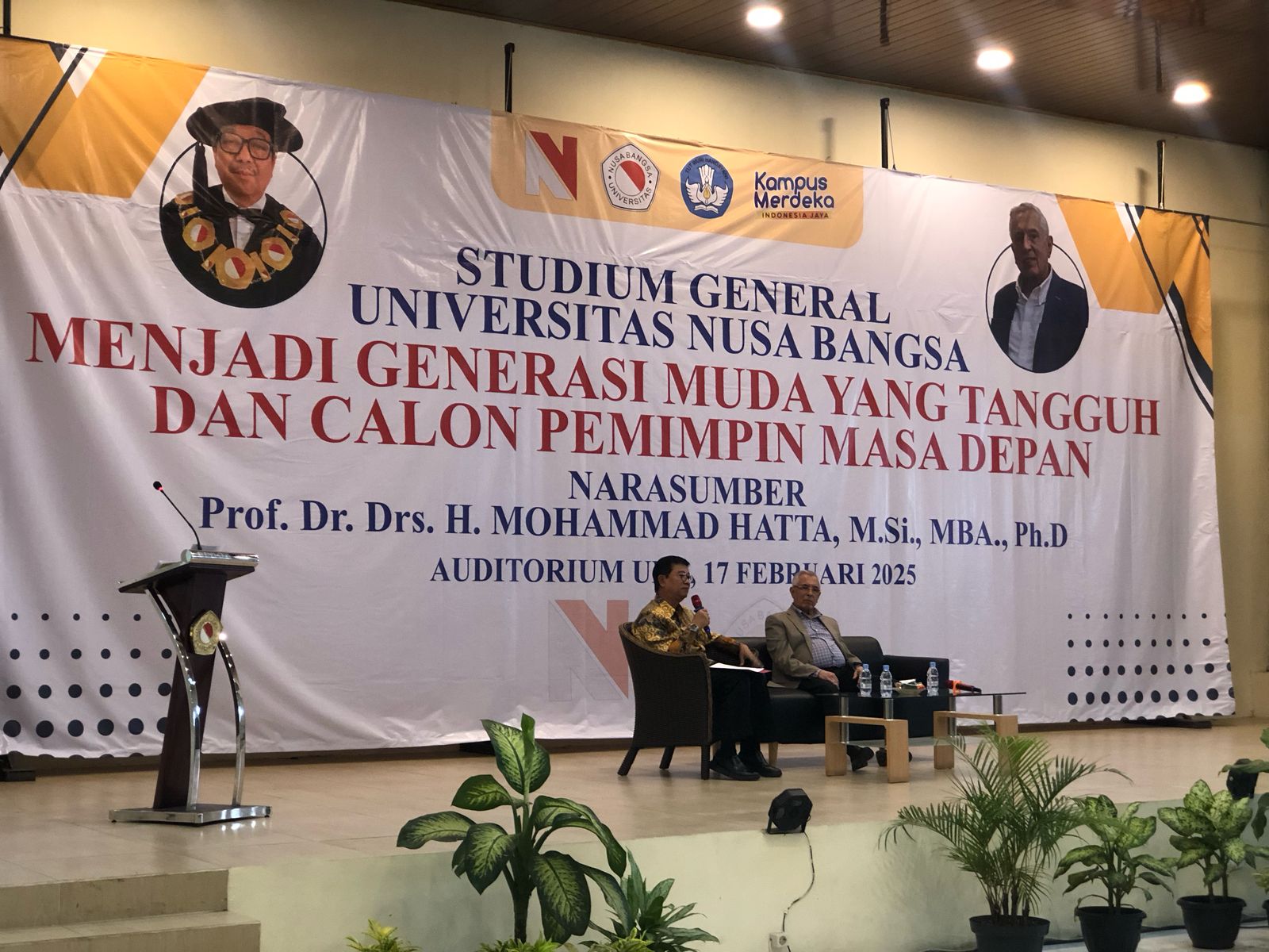Universitas Nusa Bangsa (UNB) Bogor menghelat Studium General bertajuk Menjadi Generasi Muda yang Tangguh dan Calon Pemimpin Masa Depan, Senin (17/2/2025).