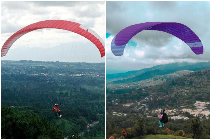 Suasana wisata Paralayang di kawasan Puncak Bogor.