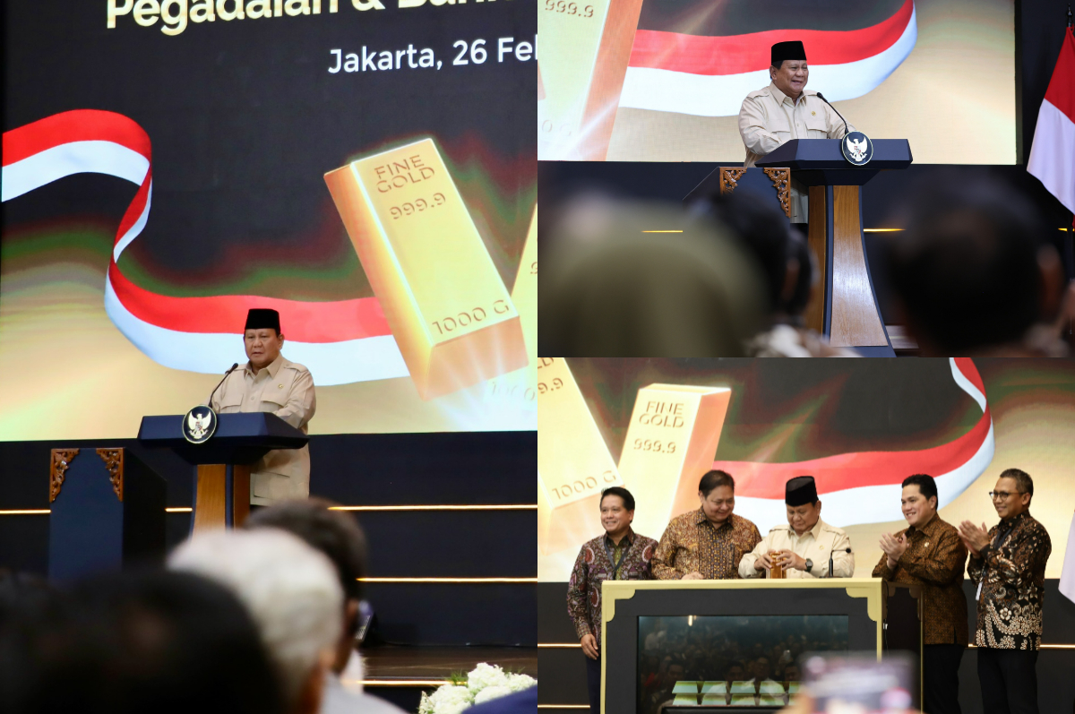 Presiden Prabowo di Peresmian Layanan Bank Emas Pegadaian dan Bank Syariah.