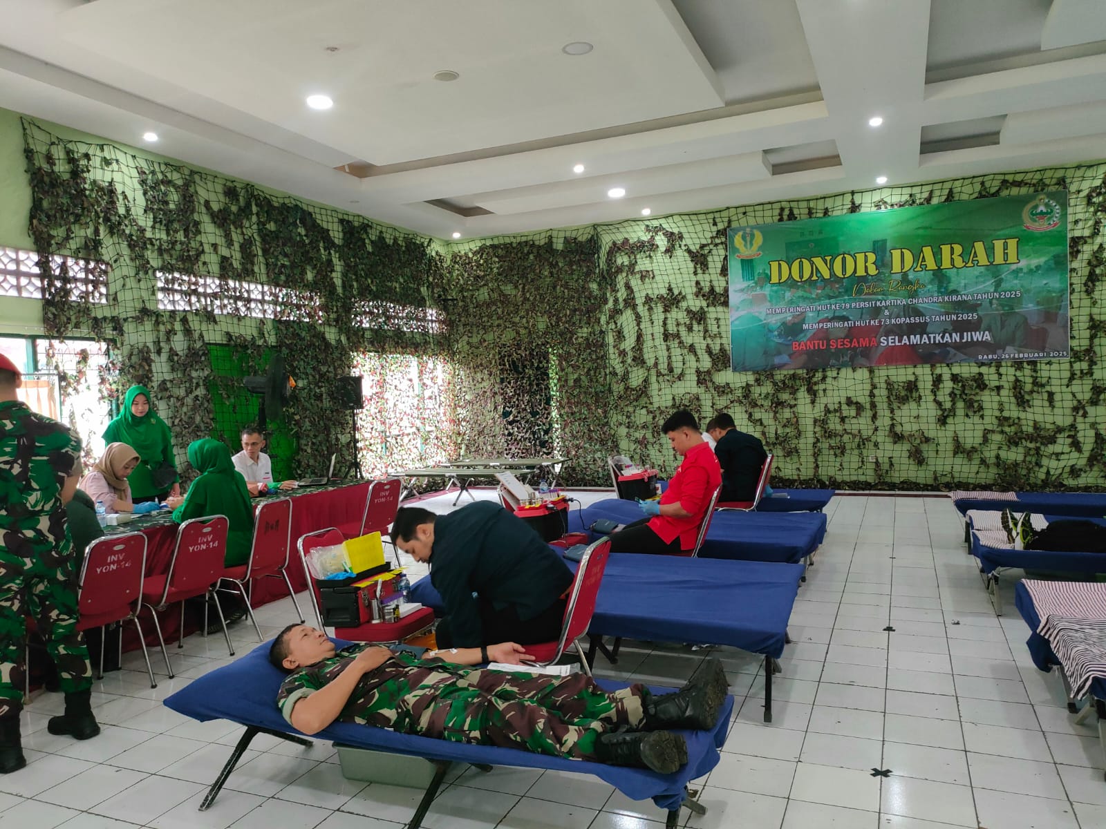 Donor darah HUT ke 78 Persit KCK dsn HUT ke 73 Kopasus Rabu (26/2/2025)