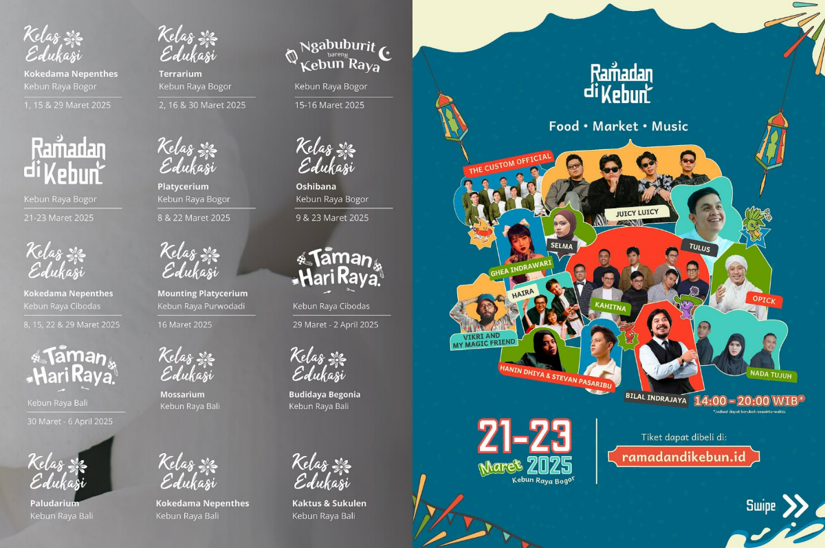 Agenda di Kebun Raya Bogor selama bulan Maret 2025.