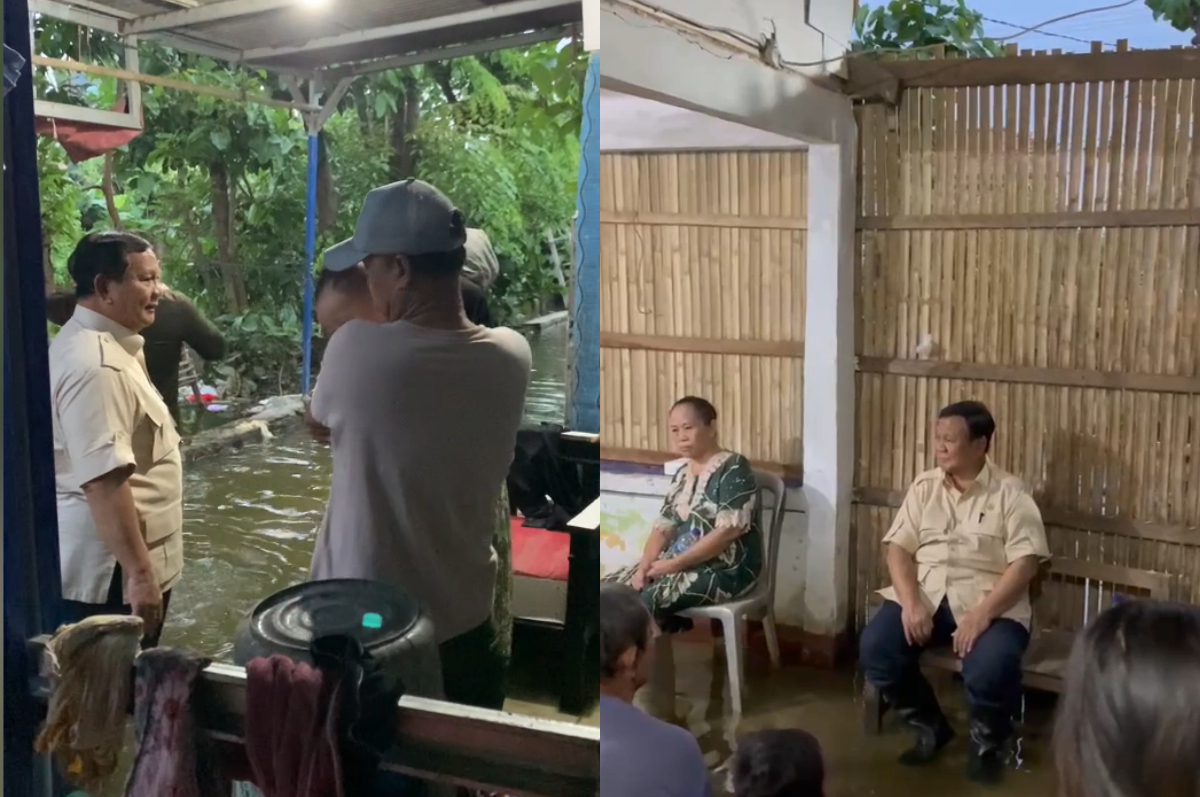 Presiden Prabowo kunjungi warga terdampak banjir di Bekasi.