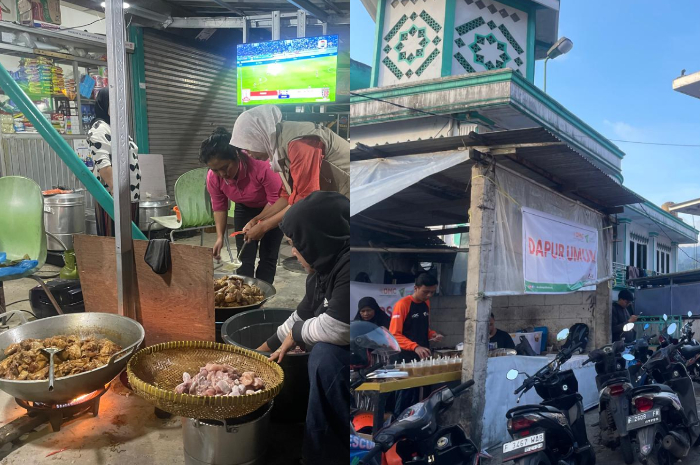 Ikatan Pekerja Sosial Masyarakat atau IPSM Kecamatan Cisarua membuka dapur umum untuk korban bencana di Puncak, Kabupaten Bogor.