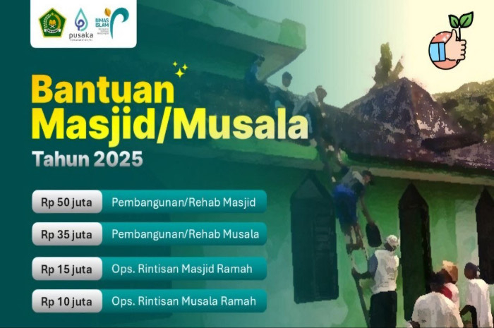 Bantuan puluhan juta untuk pembangunan, rehab, dan operasional masjid atau musala.