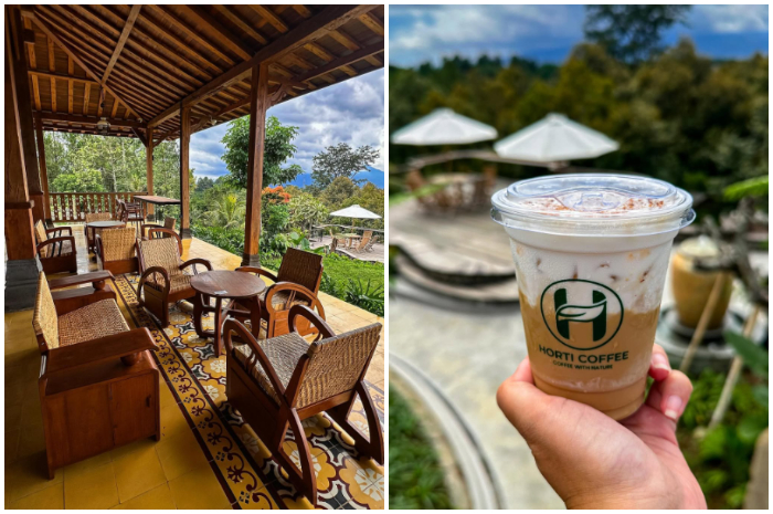 Suasana Horti Coffee  di Jalan Lembah Nendeut, Sukakarya, Kecamatan Megamendung, Kabupaten Bogor.