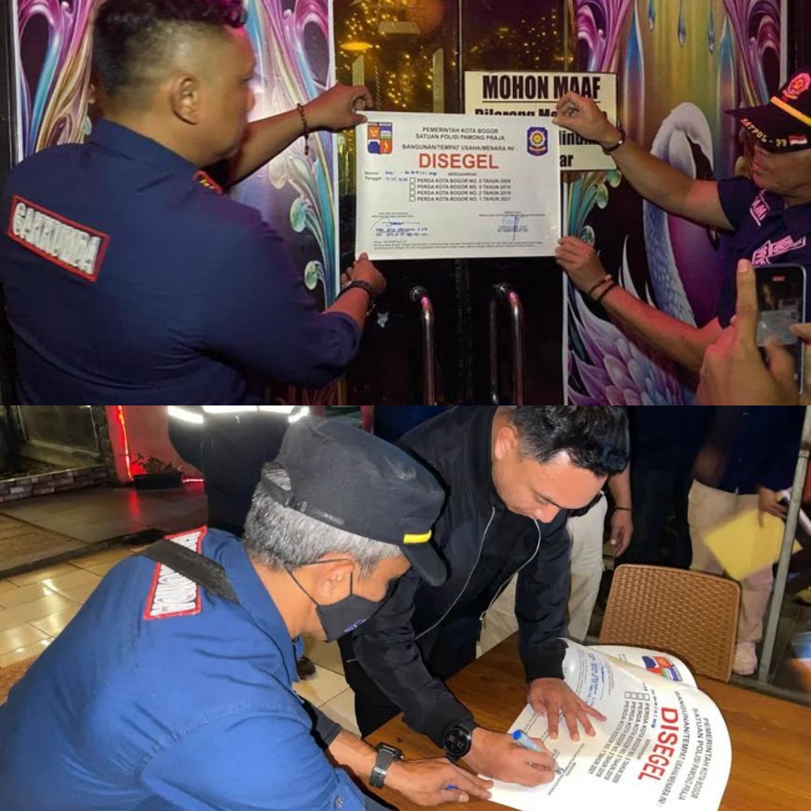 Satpol PP segel sejumlah tempat hiburan malam di Kota Bogor yang buka saat ramadhan.