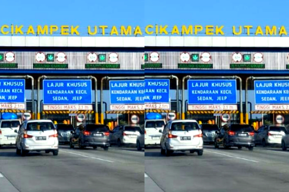Gerbang Tol Cikampek Utama yang sering dilalui pemudik.