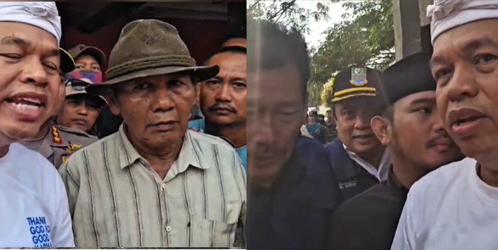 Gubernur Jawa Barat Dedi Mulyadi bersama Bupati dan Kapolres Bekasi saat melakukan pembongkaran bangunan di Sungai Desa Srijaya