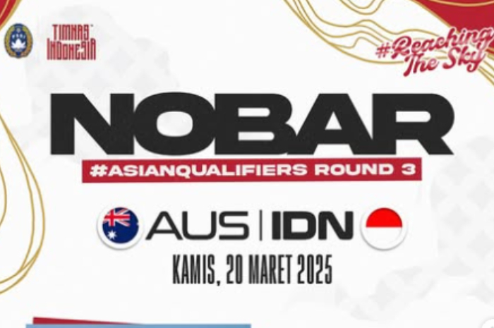 Nobar pertandingan Australia vs Indonesia pada putaran ketiga Kualifikasi Piala Dunia Zona Asia, Kamis 20 Maret 2025.