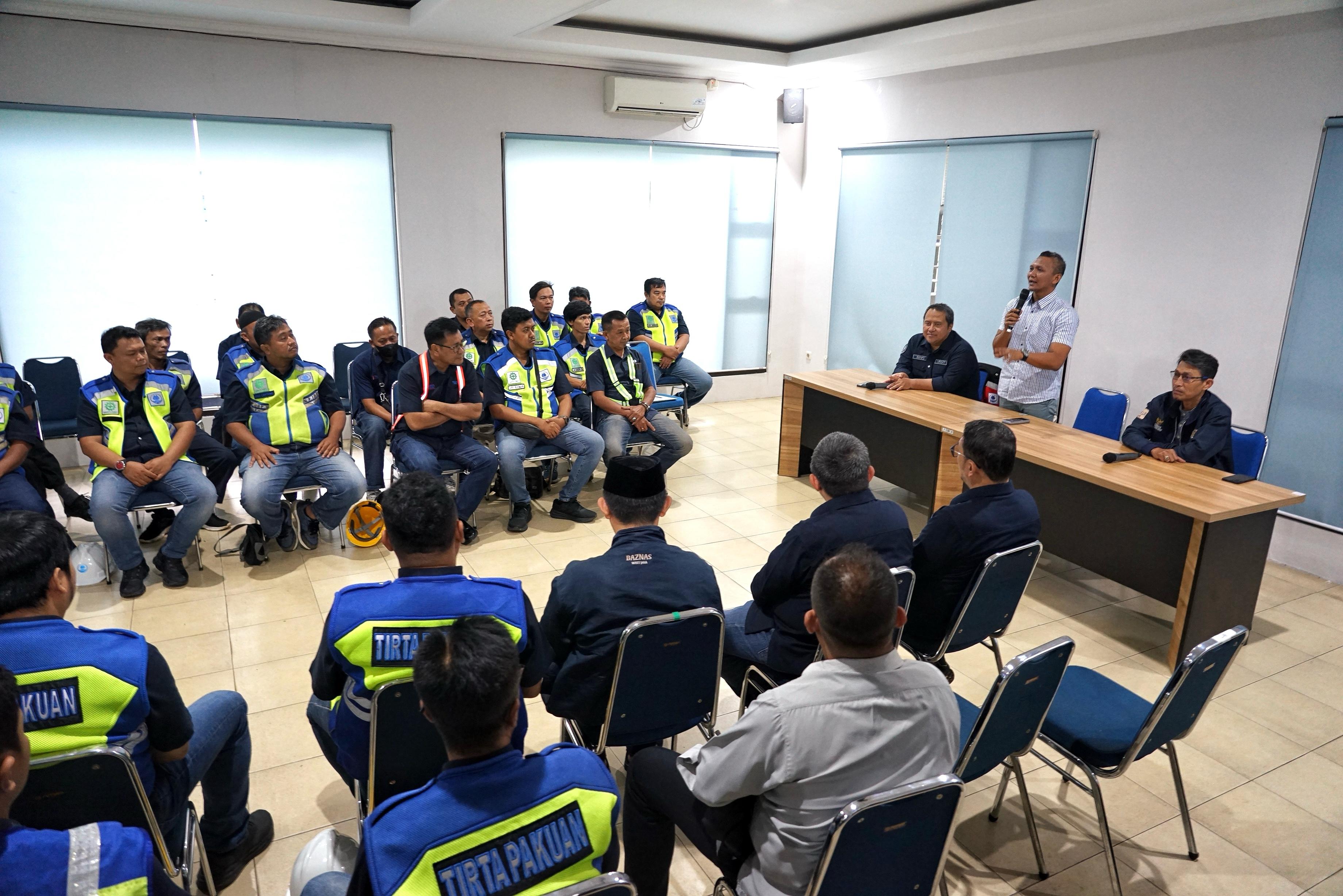 Rapat internal Perumda Tirta Pakuan siaga bencana bersama Pemerintah Kota (Pemkot) Bogor di Instalasi Pengolahan Air (IPA) Dekeng.