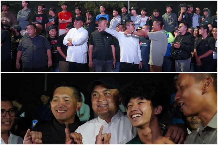 Polres Bogor dan Pemkab Bogor saat mendatangi lokasi arena balap lari remaja di area Stadion Pakansari, Kabupaten Bogor.