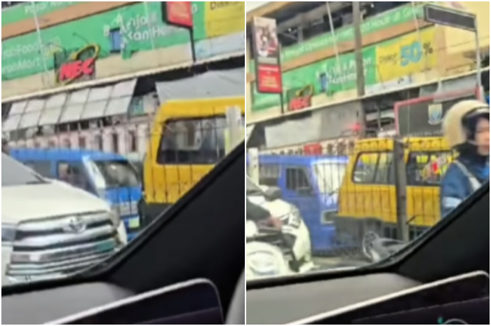 Gubernur Jawa Barat Dedi Mulyadi saat melintas di depan Pasar Cipanas, Cianjur, Jawa Barat.