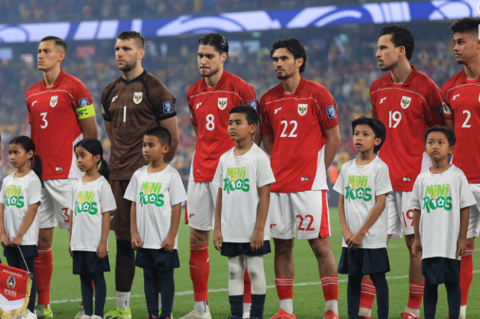 Pemain Timnas Indonesia saat menghadapi Australia.