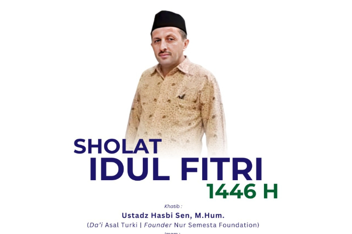 Poster pengumuman sholat Idul Fitri Muhammadiyah yang akan digelar di Lapangan Sempur, Kota Bogor.