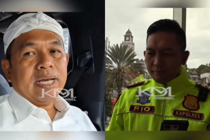 Gubernur Jawa Barat Dedi Mulyadi&nbsp;berbincang dengan&nbsp;Kapolres Bogor AKBP Rio Wahyu Anggoro dan membahas kondisi arus lalu lintas di Puncak, Kabupaten Bogor.