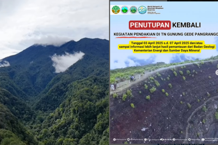 Pendakian ke Gunung Gede Pangrango ditutup mulai 3 April 2025.