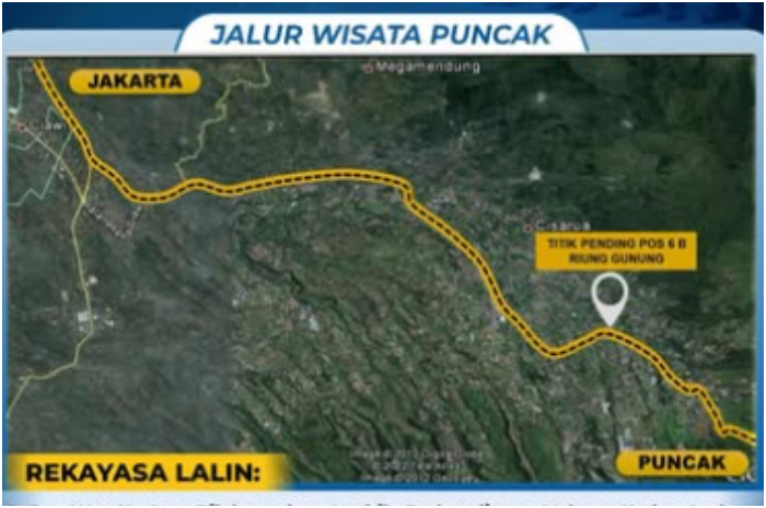 Rekayasa lalu lintas di kawasan Puncak, Kabupaten Bogor.