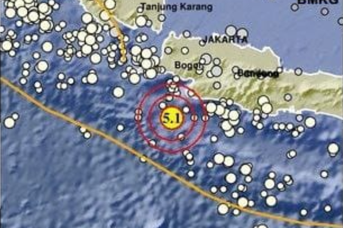 Peta pusat gempa bumi yang  mengguncang Bayah Banten Minggu (6/4/2025).