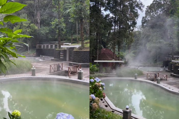 Kolam air panas yang menjadi primadona di lokasi wisata Hejo Forest Ciwidey.